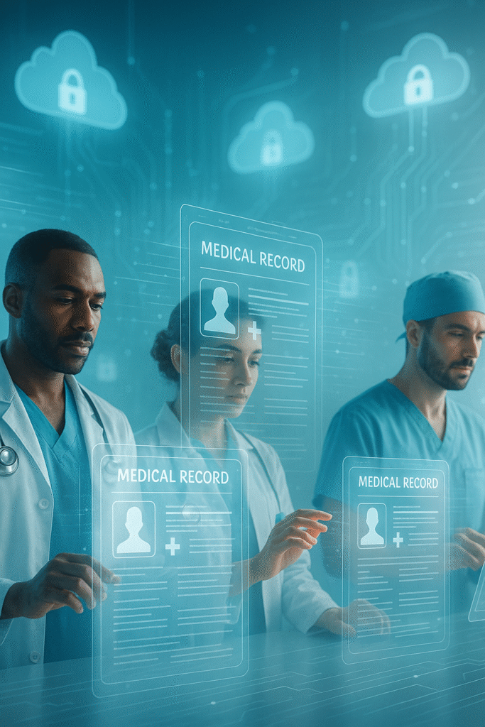 Service page and home page (Medical Record Retrieval & Management)